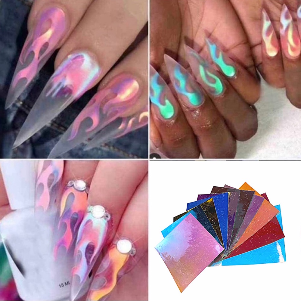 Flame nail stickers! - 10 colours per pack